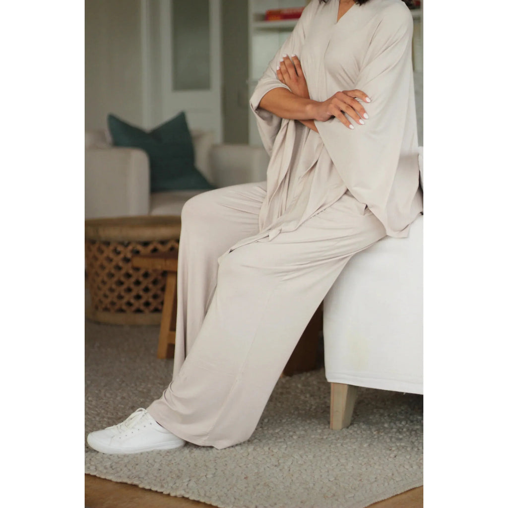 Charlie Viscose pull-on pants | Stone