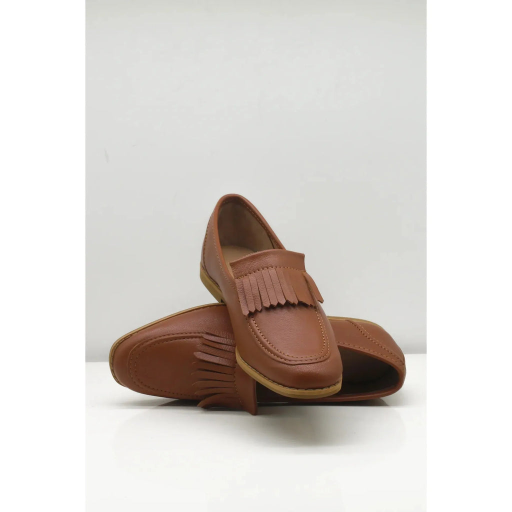Fringed Loafer | Tan leather