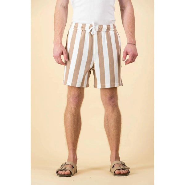 shorts | cotton mocha wide stripe