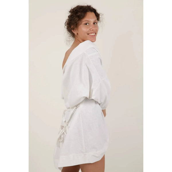 Short Linen Kimono | Cream - Purr Clothing - Gabrielle Swimwear