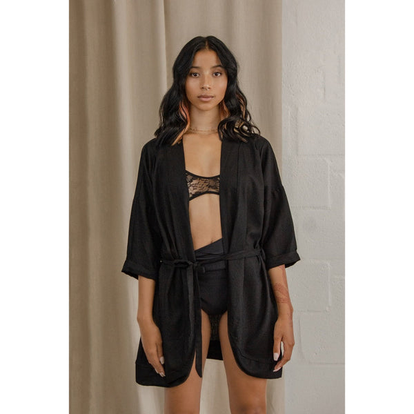 Natural Kimono | Black - Purr Clothing - Gabrielle Swimwear