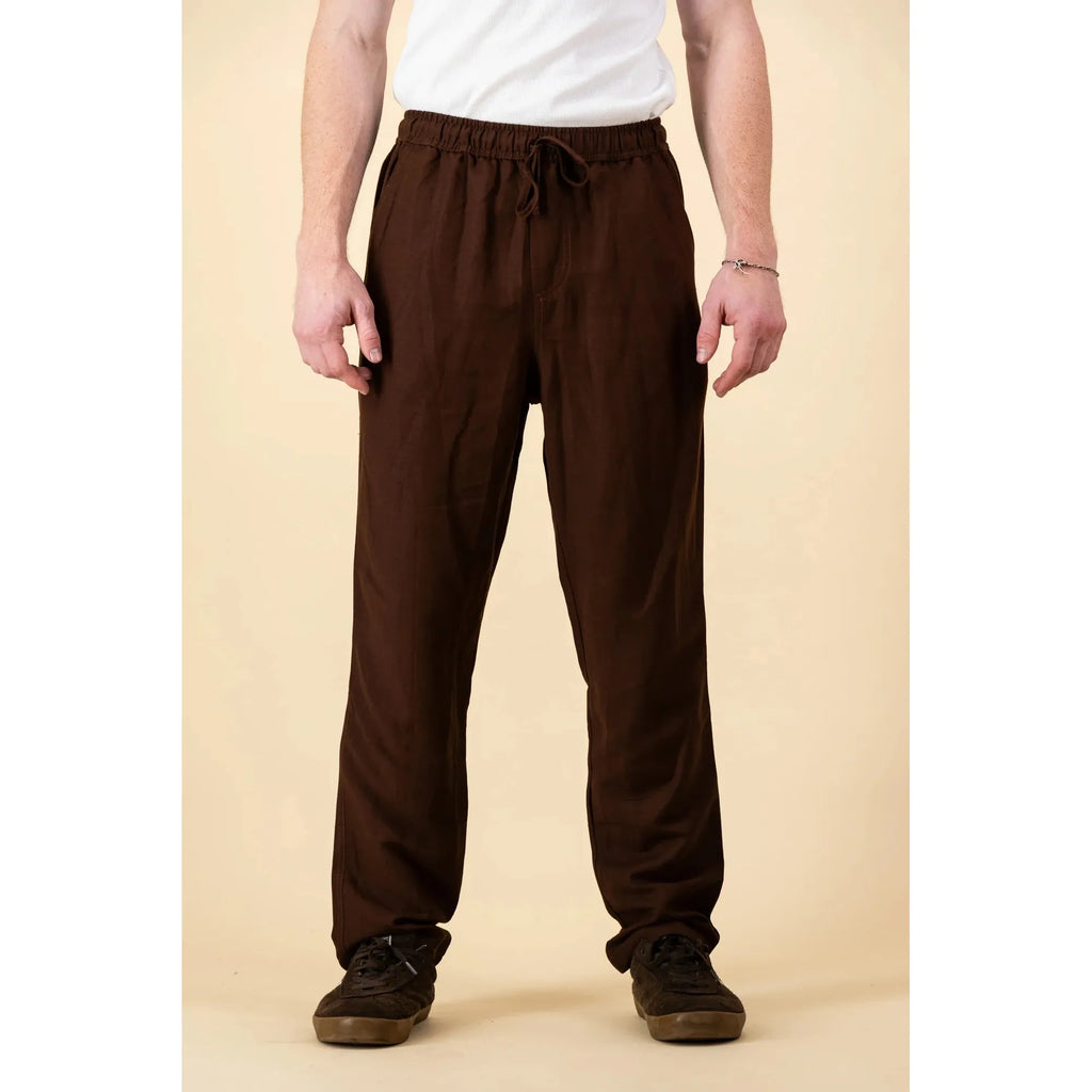 Pants Pull-On Linen  | Chocolate